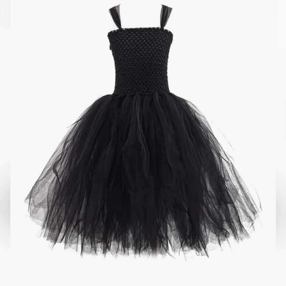 NEW Enchanting Dark Angel Queen Kid Costume Whimsigoth Goth Tutu Wings Set 2-3T